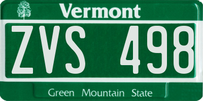 VT license plate ZVS498