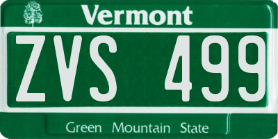 VT license plate ZVS499