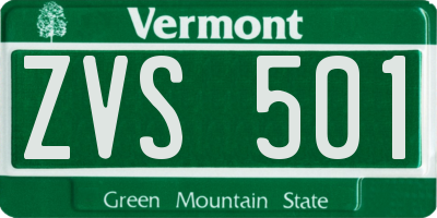 VT license plate ZVS501