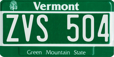 VT license plate ZVS504