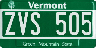 VT license plate ZVS505