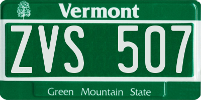 VT license plate ZVS507