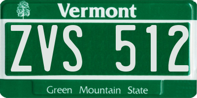 VT license plate ZVS512
