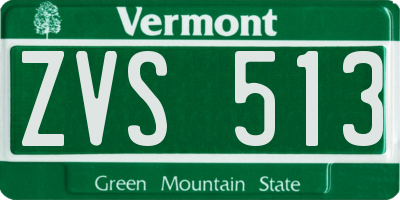 VT license plate ZVS513