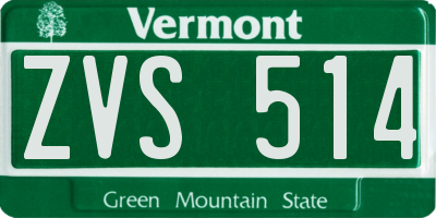 VT license plate ZVS514