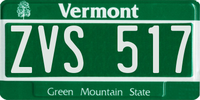 VT license plate ZVS517
