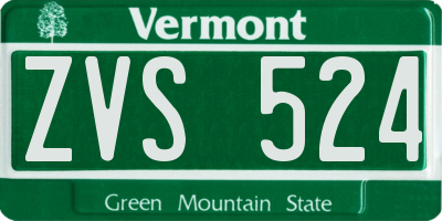 VT license plate ZVS524