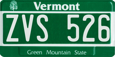 VT license plate ZVS526