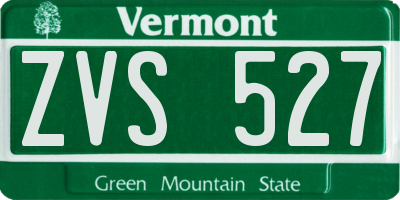 VT license plate ZVS527