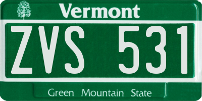 VT license plate ZVS531