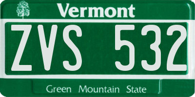 VT license plate ZVS532