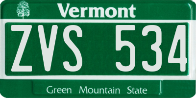VT license plate ZVS534