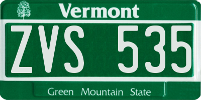 VT license plate ZVS535