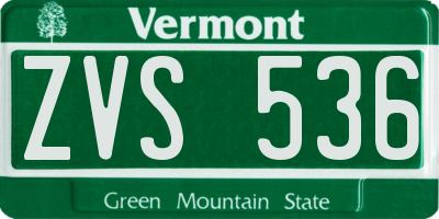 VT license plate ZVS536
