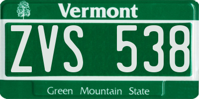 VT license plate ZVS538