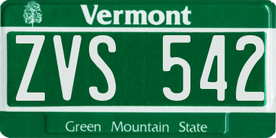 VT license plate ZVS542