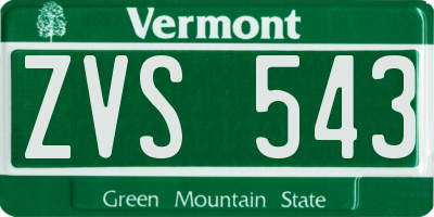 VT license plate ZVS543