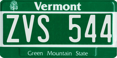 VT license plate ZVS544