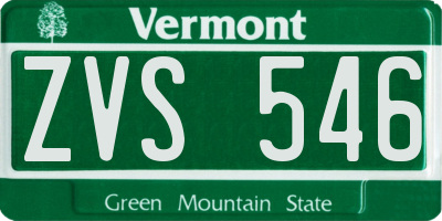 VT license plate ZVS546