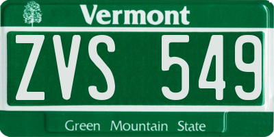 VT license plate ZVS549