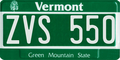VT license plate ZVS550