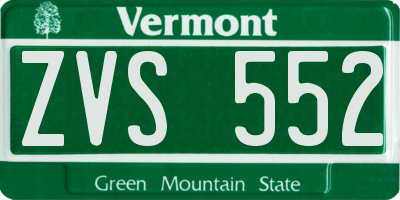 VT license plate ZVS552