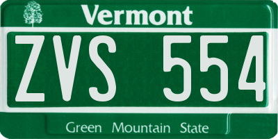 VT license plate ZVS554