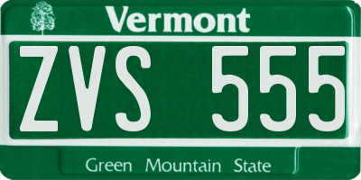 VT license plate ZVS555