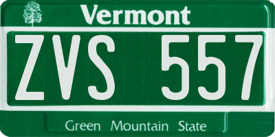 VT license plate ZVS557