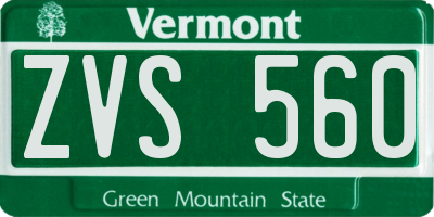 VT license plate ZVS560