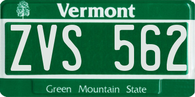 VT license plate ZVS562