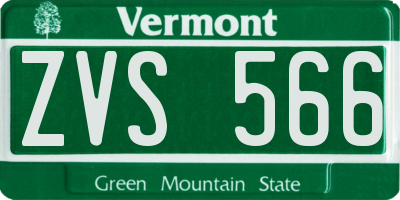 VT license plate ZVS566