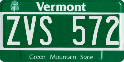 VT license plate ZVS572