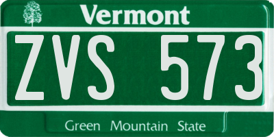 VT license plate ZVS573
