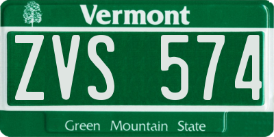 VT license plate ZVS574