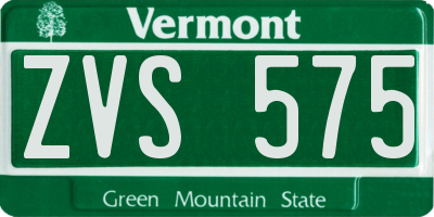 VT license plate ZVS575