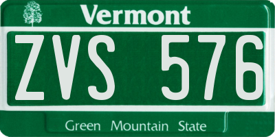 VT license plate ZVS576