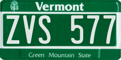 VT license plate ZVS577