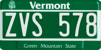 VT license plate ZVS578