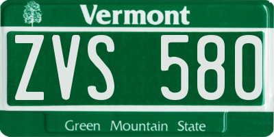 VT license plate ZVS580