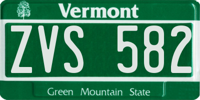 VT license plate ZVS582
