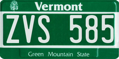 VT license plate ZVS585