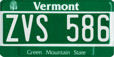 VT license plate ZVS586
