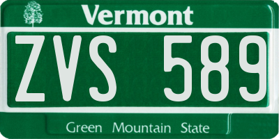 VT license plate ZVS589
