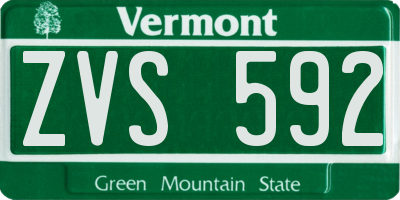 VT license plate ZVS592