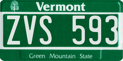 VT license plate ZVS593