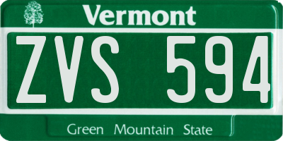 VT license plate ZVS594