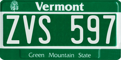 VT license plate ZVS597