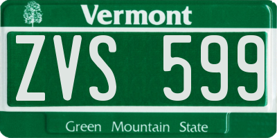 VT license plate ZVS599