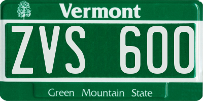 VT license plate ZVS600